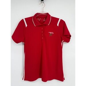 Antigua Womens Red Pinemoor Golf Club Short Sleeve Polo Shirt Size Medium